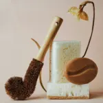 Coconut fibre brush, plant-based sponge and a soap bar